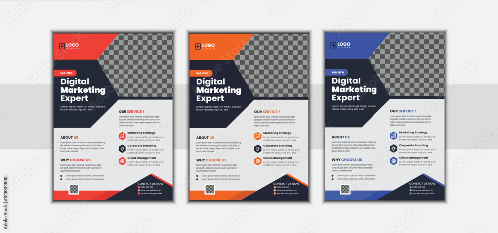 A Bundle of 3 Templates of Different Colors a4 Flyer Template, Corporate & Business Flyer Brochure Template Design, Abstract Business Flyer and Creative Design. A Bundle of 3 Templates of Different Colors a4 Flyer Template, Corporate & Business Flyer Brochure Template Design, Abstract Business Flyer and Creative Design.