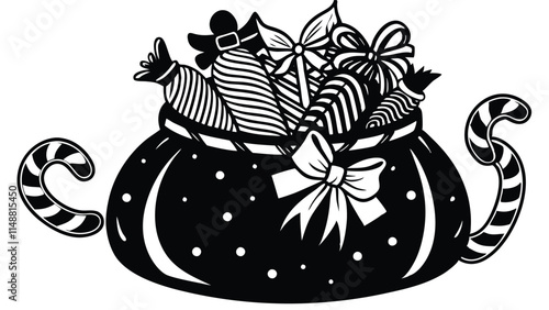 Santa's Bag Overflowing with Gifts