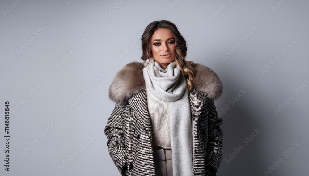 Winter fashion with long padding, oversized winter coats, scarves and gloves Winter fashion with long padding, oversized winter coats, scarves and gloves