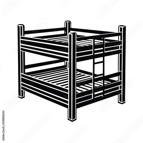 Simple Bunk Bed Silhouette Vector Illustration