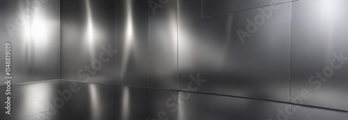 Wallpaper Mural Sleek modern metal backdrop, seamless, reflective surface,  scene,  chrome,  contemporary Torontodigital.ca