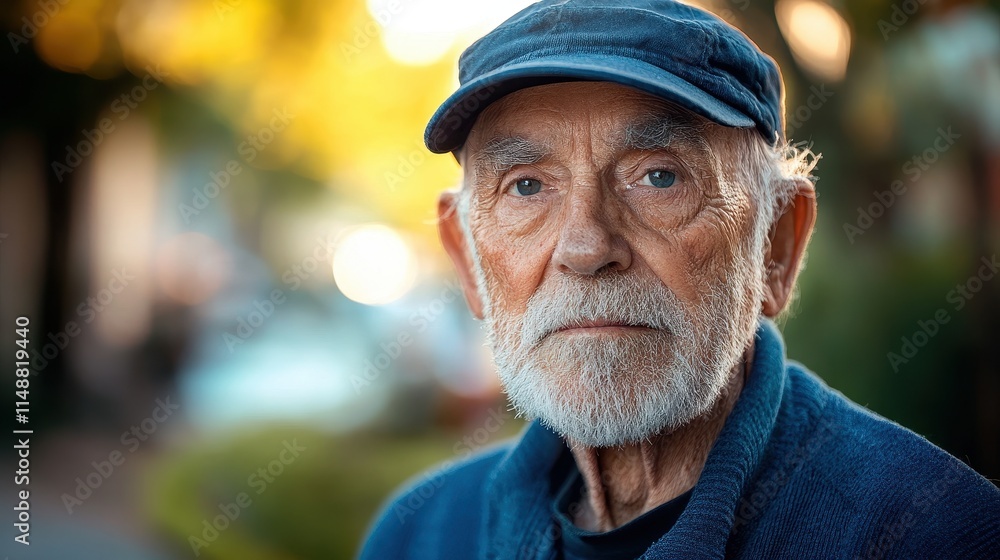 Elderly American man with a baseball cap Elderly American man with a baseball cap
