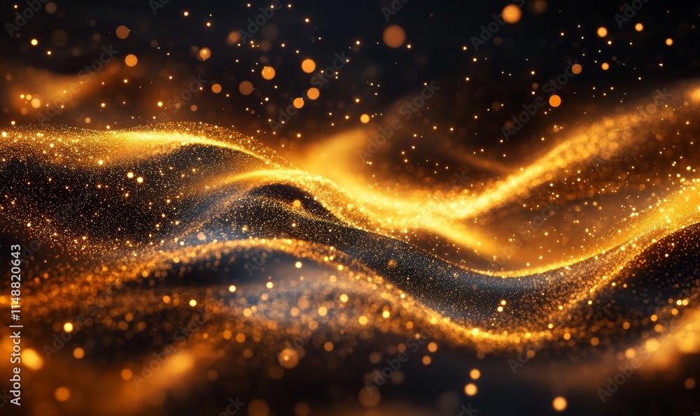 Fototapeta premium Golden Waves Background, Generative AI