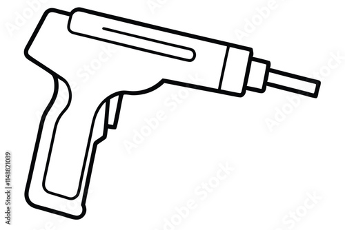 Digital thermometer gun line art vector illustration