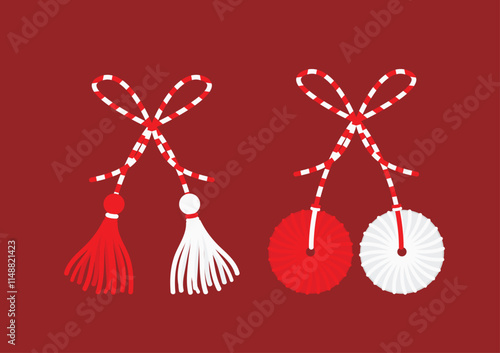 Martisor talisman vector. Martisor talisman, gift, traditional accessory for holiday of early spring in Romania and Moldova.