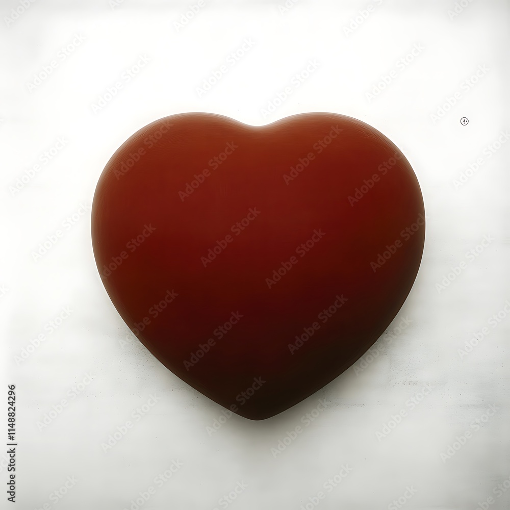 A smooth, dark red heart shape on a light background, symbolizing love. A smooth, dark red heart shape on a light background, symbolizing love.