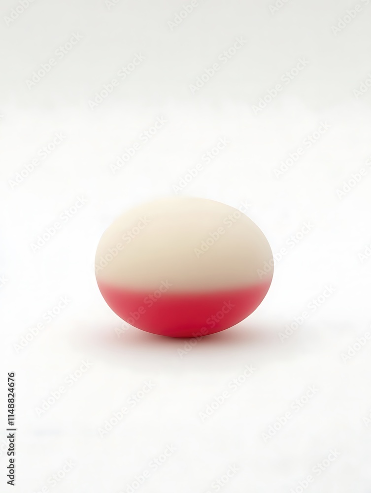 A smooth, round object with a gradient from white to red. A smooth, round object with a gradient from white to red.