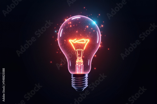 Interconnected glowing nodes forming a vibrant 3D light bulb symbol
