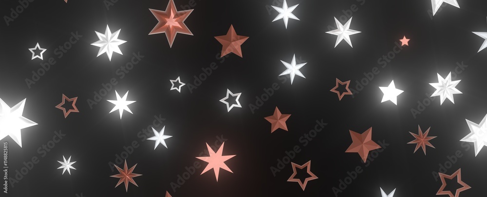 Starlit Christmas Shower: Mesmeric 3D Illustration Depicting Descending Holiday Star Particles Starlit Christmas Shower: Mesmeric 3D Illustration Depicting Descending Holiday Star Particles