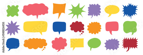 colorful speech bubbles set. Hand drawn vector cute communication bubbles. speech bubble collection