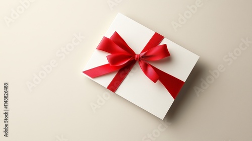 Wallpaper Mural White gift box with a vibrant red ribbon bow Torontodigital.ca