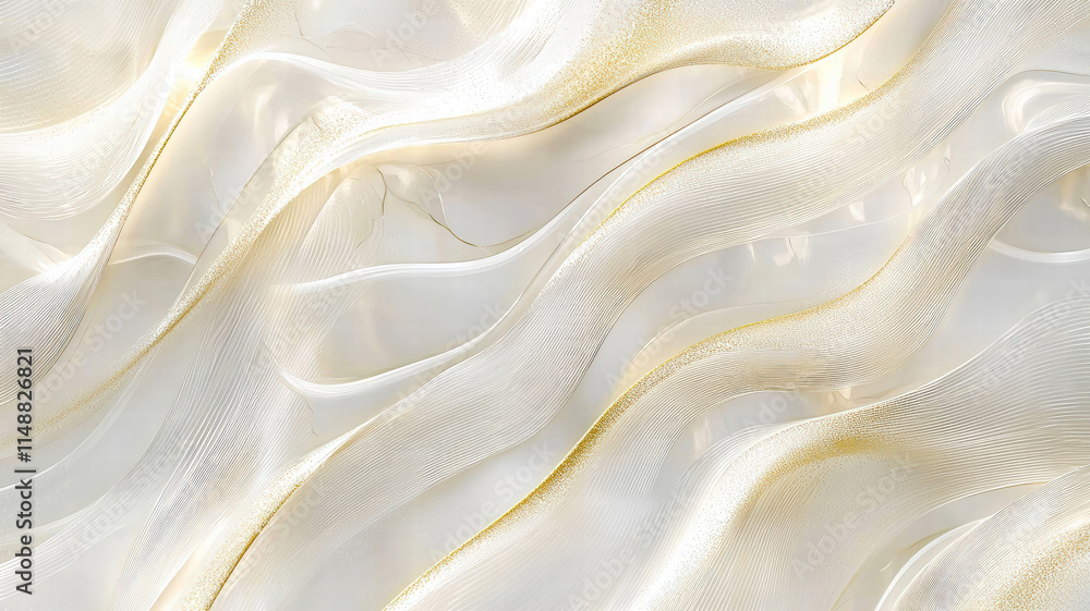 Obraz premium A glowing abstract background featuring soft waves of gold and white light, radiating warmth and elegance. Perfect for luxury branding, digital designs, or festive promotional materials.