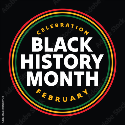 Black History Month badge, sticker, label, tag vector illustration. Banner, poster, template for celebrating black history month in February. African American national holiday in USA and Canada.