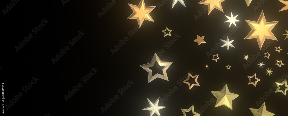 Twinkling Christmas Descent: Striking 3D Illustration Showcasing Falling Festive Twinkling Stars Twinkling Christmas Descent: Striking 3D Illustration Showcasing Falling Festive Twinkling Stars