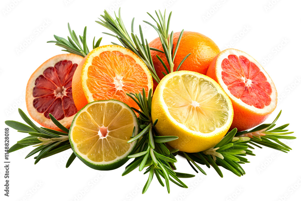 Citrus fruit Lemons, grapefruits and rosemary. isolated on white background Citrus fruit Lemons, grapefruits and rosemary. isolated on white background