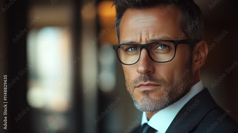 Fototapeta premium Man with a business suit, looking serious