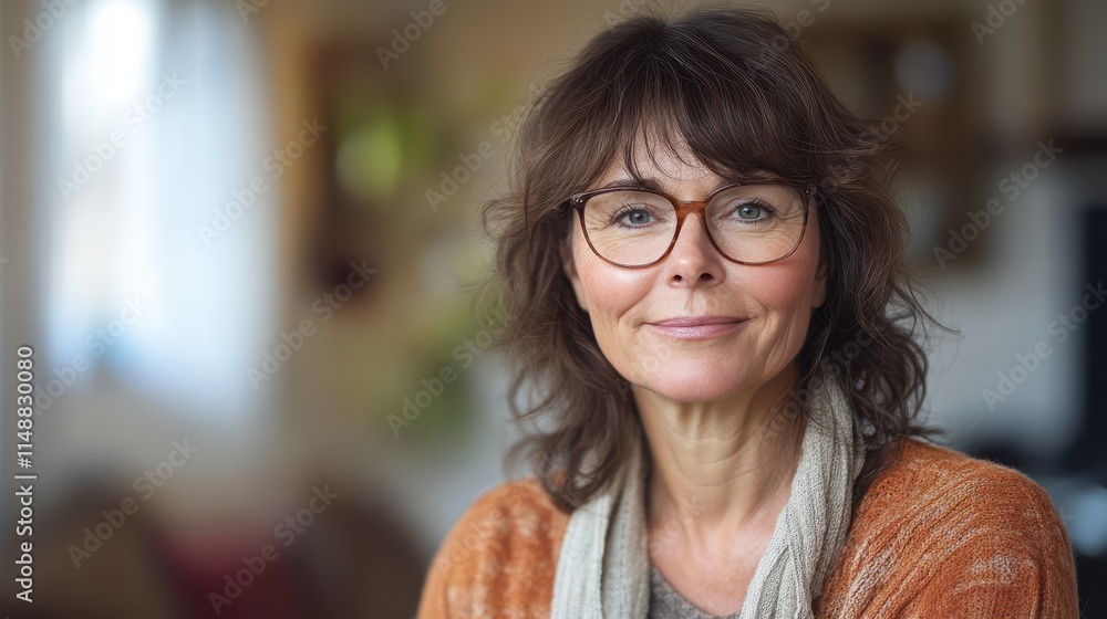 Middle-aged British woman with a casual outfit and a friendly expression. Middle-aged British woman with a casual outfit and a friendly expression.