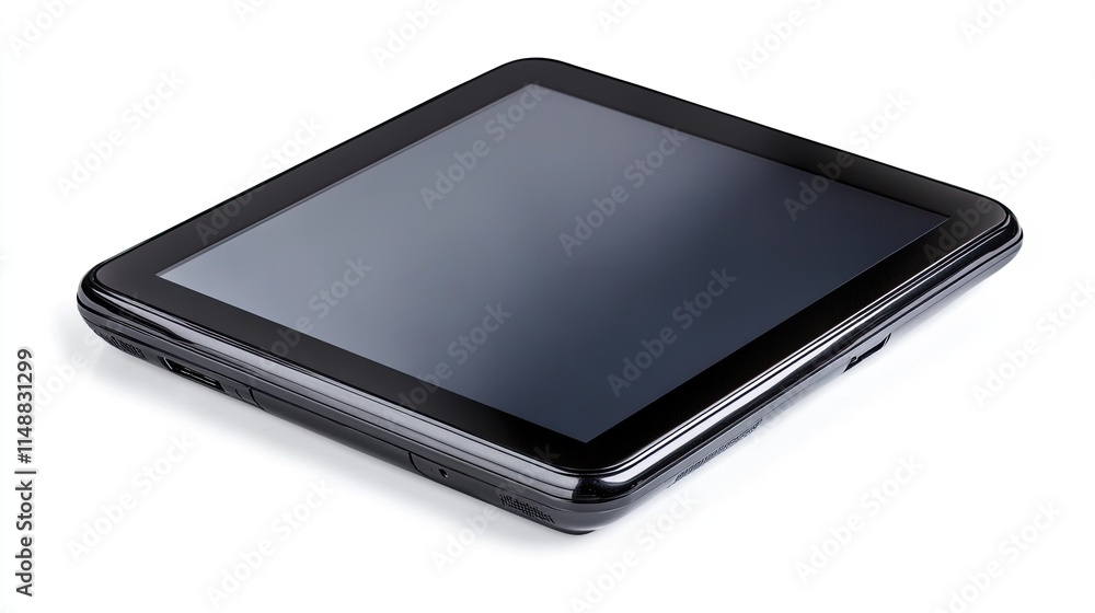 Black and Silver Tablet on White Background with Sleek Design Featuring Large Screen, Thin Edge, and Modern Technology Aesthetic Ideal for Multiple Uses Black and Silver Tablet on White Background with Sleek Design Featuring Large Screen, Thin Edge, and Modern Technology Aesthetic Ideal for Multiple Uses