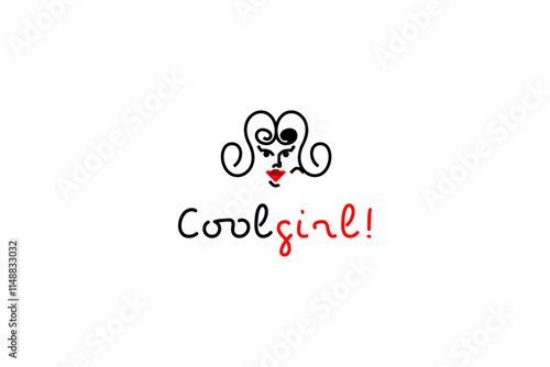 Template logo design solution with cool girl face