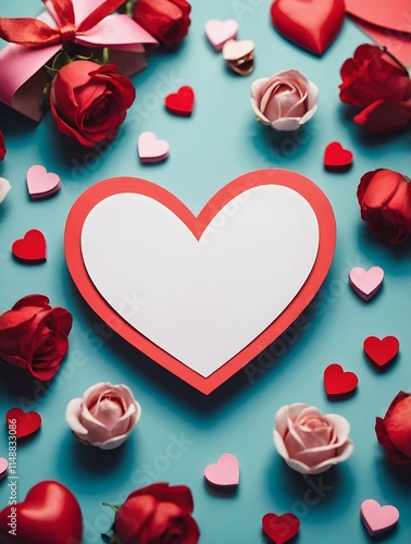 Valentine's Day greeting card on a background with flowers