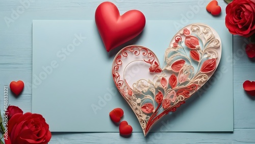 Valentine's Day greeting card on a background with flowers