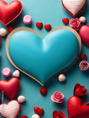 Valentine's Day greeting card on a background with flowers