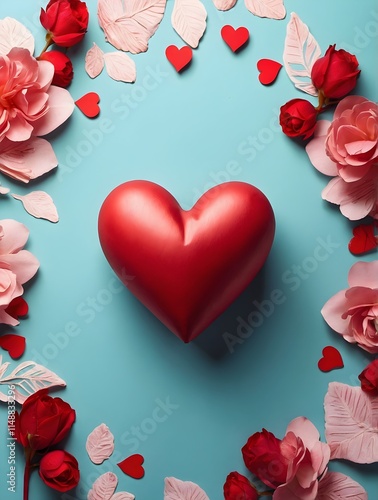 Valentine's Day greeting card on a background with flowers