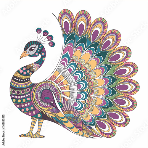 Vibrant Mandala Peacock Illustration
