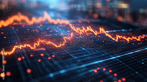 dynamic digital stock market trading scene featuring a rising graph, illuminated financial data, and market trends visualizations, symbolizing the fast-paced chaos and opportunity in modern investing