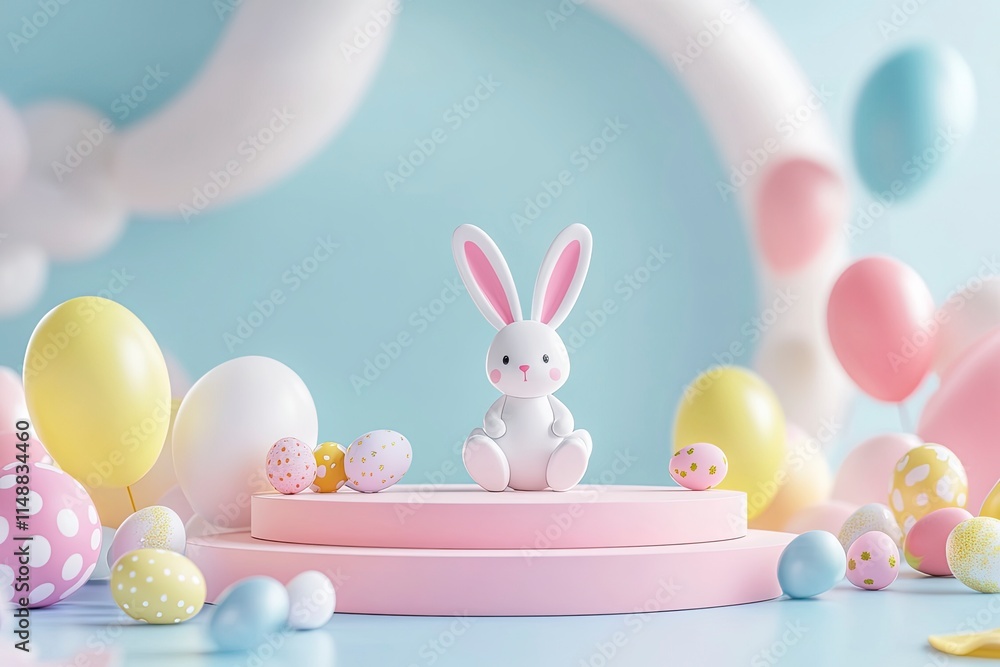 Fototapeta premium Abstract Easter Day Podium Platform For Product Display Showcase 3D Rendering 