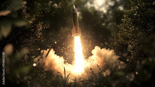 Missile Launch From A Forest Setting photo