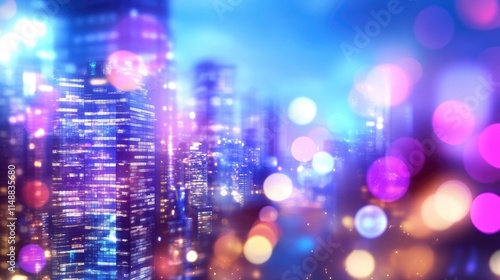 Wallpaper Mural Vibrant Urban Nightscape with Colorful Bokeh Lights and Skyscrapers Illuminating the City Skyline in a Stunning Artistic Representation Torontodigital.ca