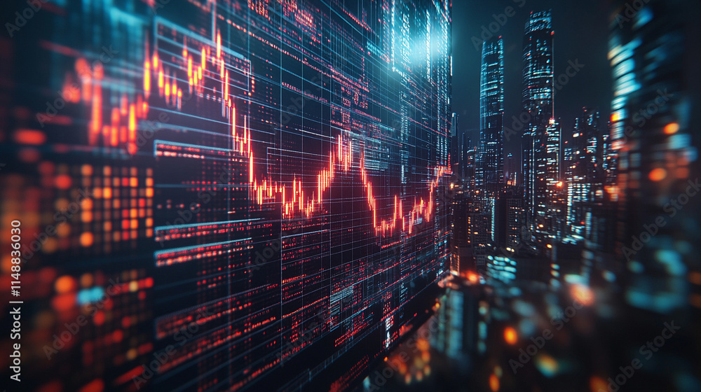 dynamic digital stock market trading scene featuring a rising graph, illuminated financial data, and market trends visualizations, symbolizing the fast-paced chaos and opportunity in modern investing dynamic digital stock market trading scene featuring a rising graph, illuminated financial data, and market trends visualizations, symbolizing the fast-paced chaos and opportunity in modern investing