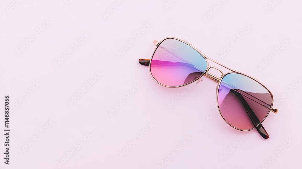 Stylish Aviator Sunglasses with Gradient Lenses on Soft Pink Background for Fashion and Summer Accessories, Perfect for Trendy Looks and Eye Protection Stylish Aviator Sunglasses with Gradient Lenses on Soft Pink Background for Fashion and Summer Accessories, Perfect for Trendy Looks and Eye Protection