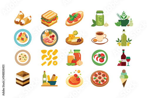 Italian Cuisine Line Art Collection