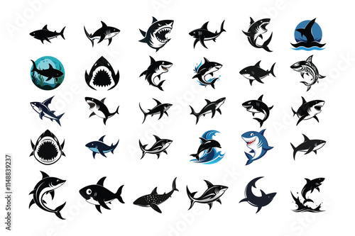 Shark Black Silhouettes Vector Bundle – Single Item Illustrations