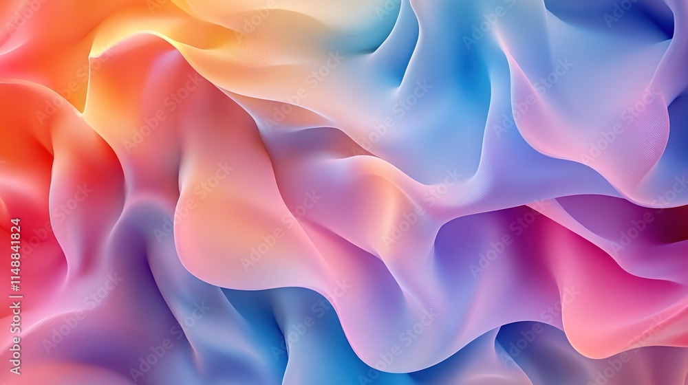 Obraz premium Flowing waves of color blend softly, creating dreamy and serene