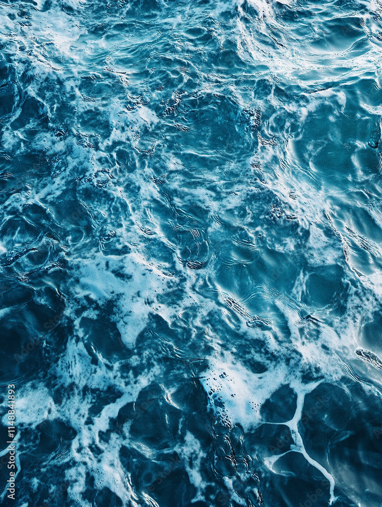 Fototapeta premium Calm blue ocean waves create beautiful patterns of foam