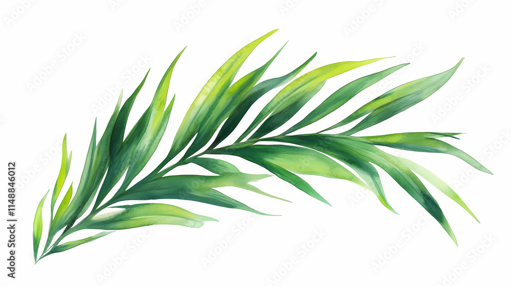 Obraz premium Vibrant green fern frond isolated on white background. Frond. Illustration