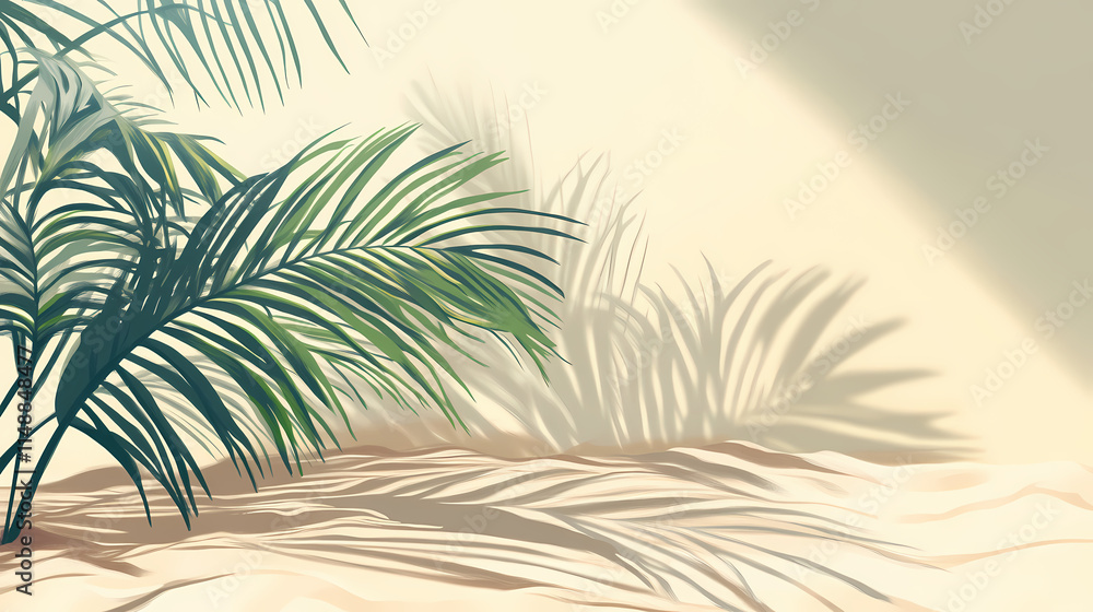 Palm frond shadow on sand. Frond. Illustration Palm frond shadow on sand. Frond. Illustration