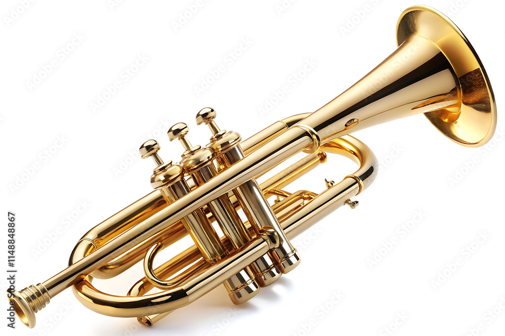 Obraz premium golden trumpet isolated on white background