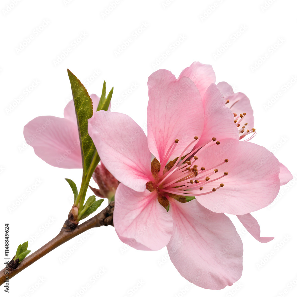 Fototapeta premium Delicate Pink Flower Blossom isolated on transparent background cutout, Png,