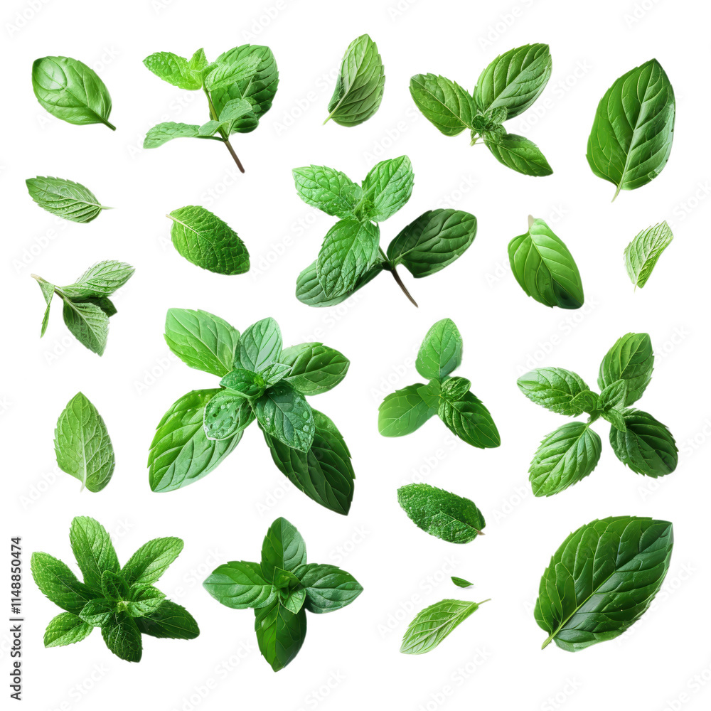 A collection of green leaves, including parsley, basil, and mint A collection of green leaves, including parsley, basil, and mint
