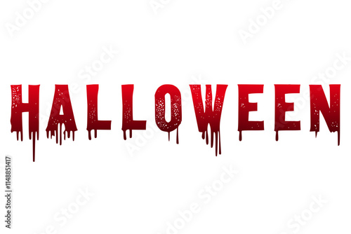 Halloween text bloody dripping uppercase letters vector illustration, cartoon grunge style, red bloody color letters
