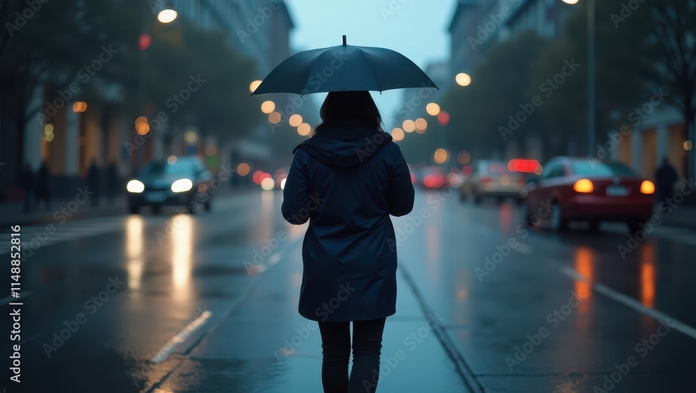 Fototapeta premium Woman walking through the city