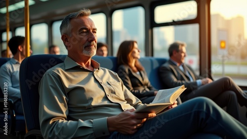 Obraz na płótnie Man sat on a bus w salonie