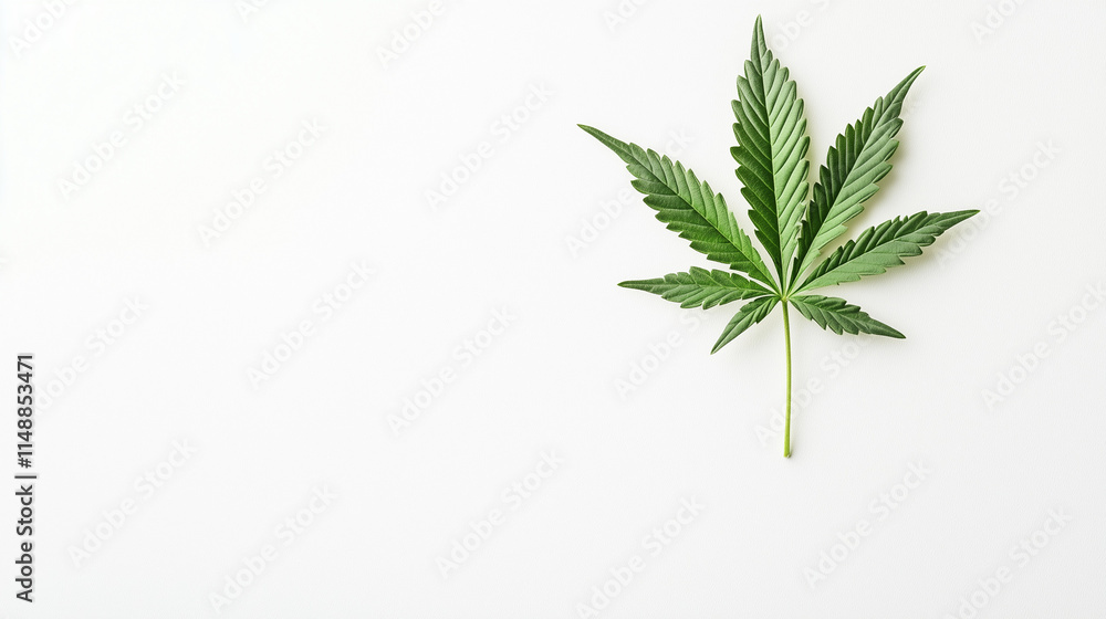 Cannabis leaf on a white background, created with generative AI technology Cannabis leaf on a white background, created with generative AI technology