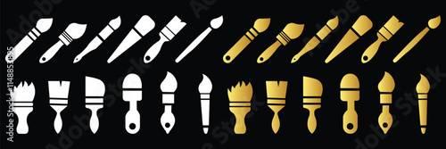 wight and golden paintbrush icon 