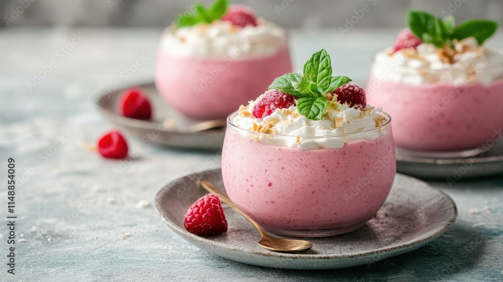 Delicious Raspberry Mousse Dessert in Elegant Glasses