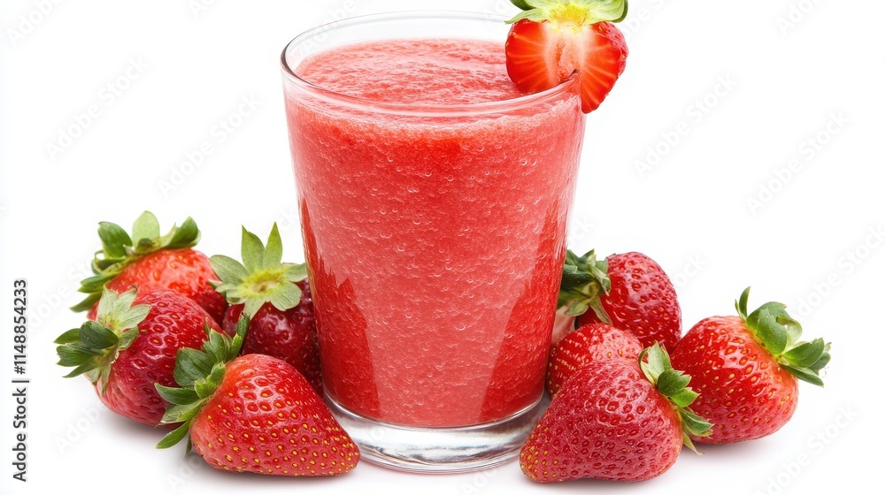 Fresh Strawberry Smoothie in Clear Glass Fresh Strawberry Smoothie in Clear Glass
